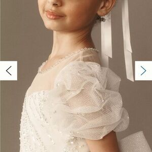 Princess Daliana Charlotte Puff-Sleeve Sequin Tulle Flower Girl Dress